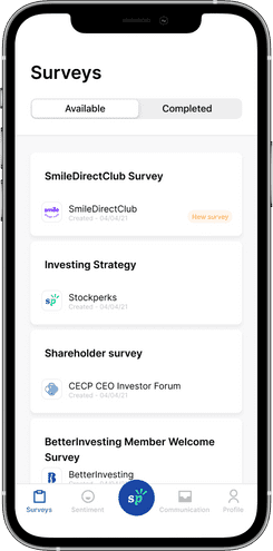 Surveys tab screenshot